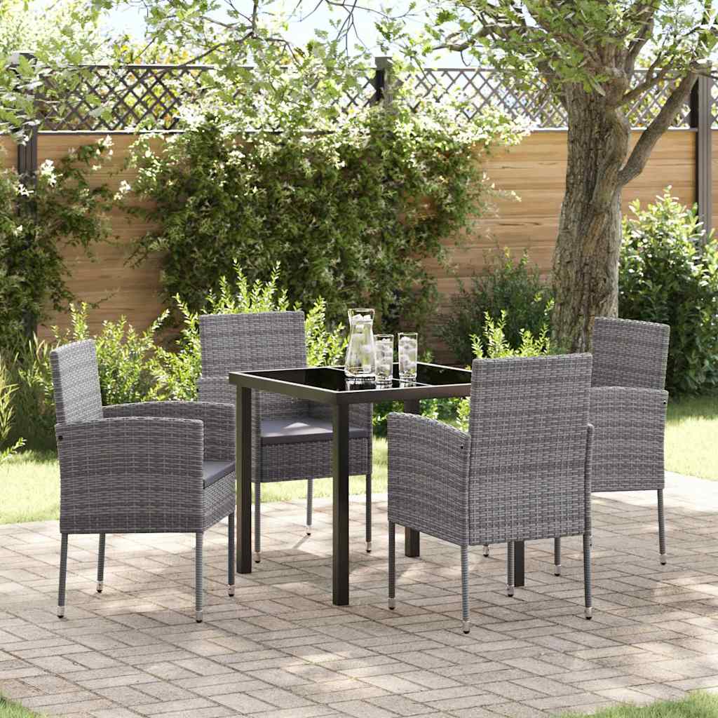 Garten Essgruppe mit Kissen 5 pcs Grau Poly-Rattan