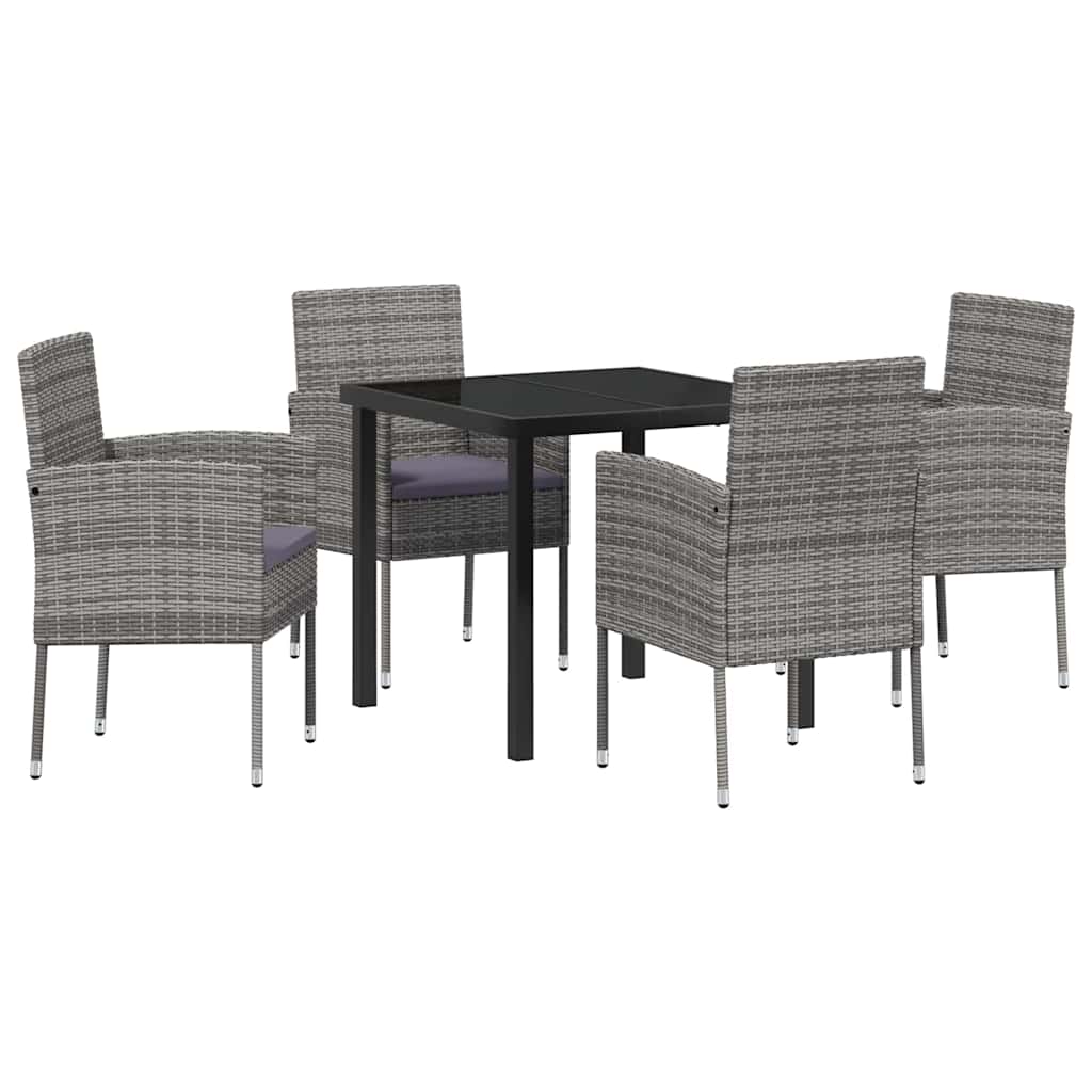 Garten Essgruppe mit Kissen 5 pcs Grau Poly-Rattan