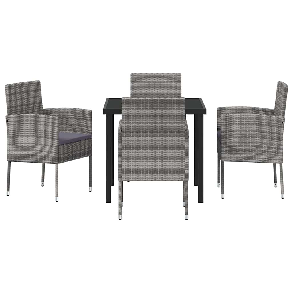 Garten Essgruppe mit Kissen 5 pcs Grau Poly-Rattan