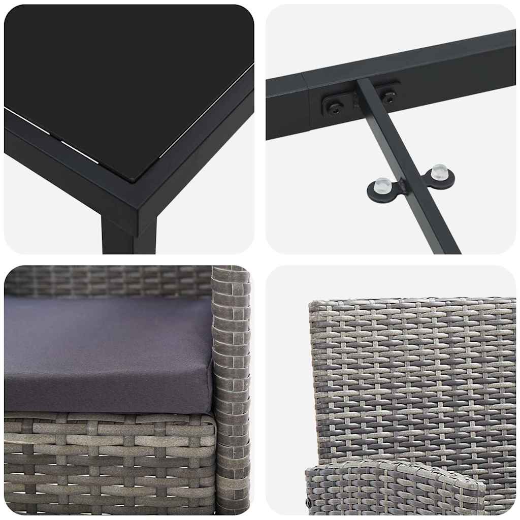Garten Essgruppe mit Kissen 5 pcs Grau Poly-Rattan