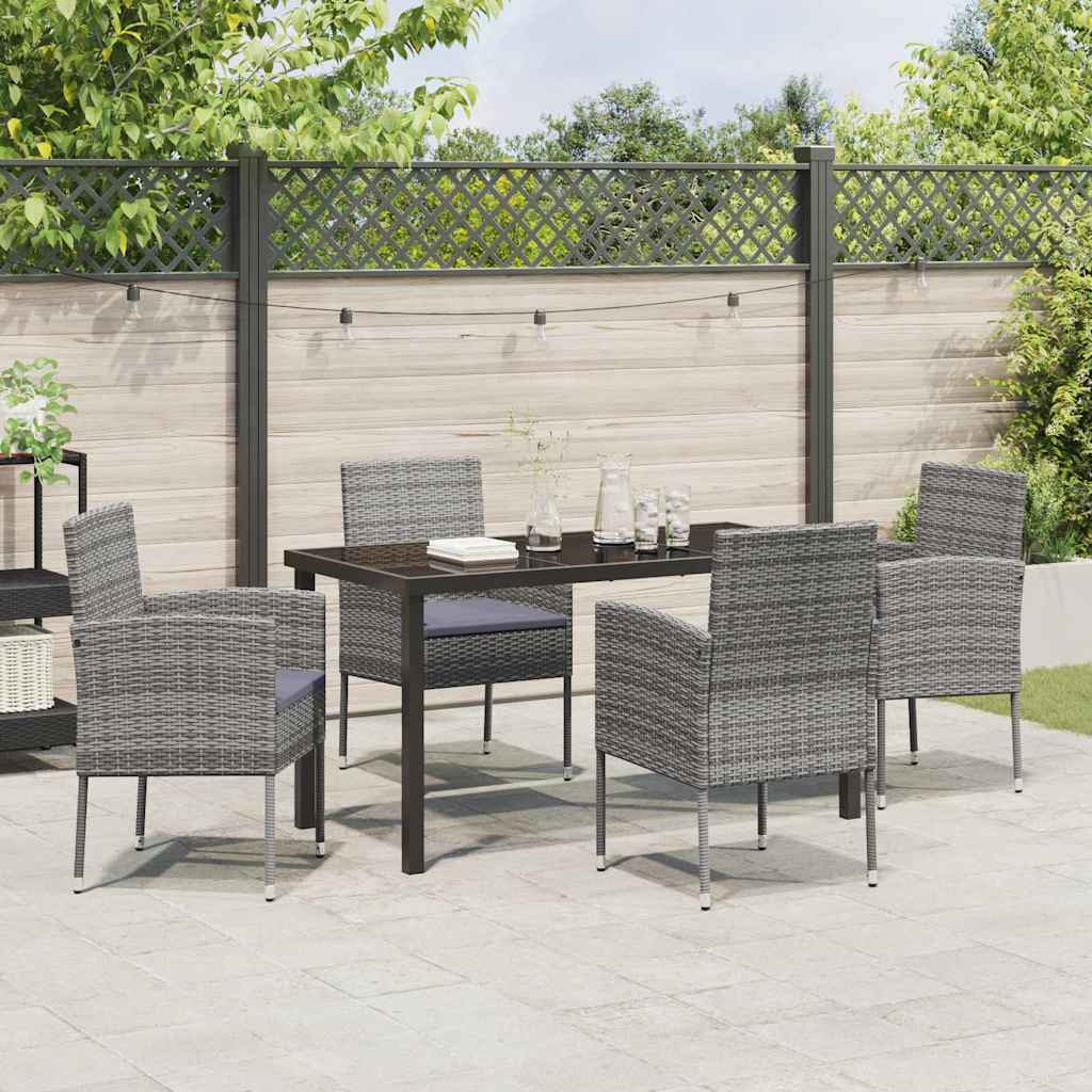 Garten Essgruppe mit Kissen 5 pcs Grau Poly-Rattan