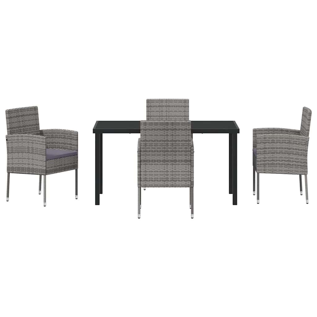 Garten Essgruppe mit Kissen 5 pcs Grau Poly-Rattan