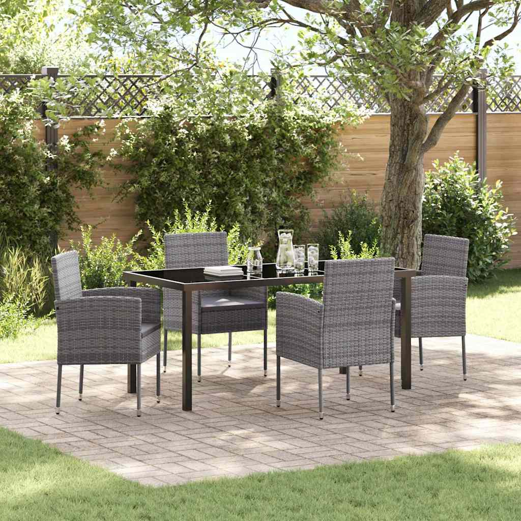 Garten Essgruppe mit Kissen 5 pcs Grau Poly-Rattan
