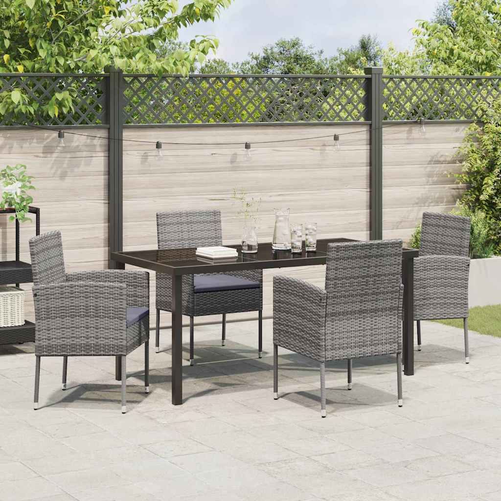 Garten Essgruppe mit Kissen 5 pcs Grau Poly-Rattan