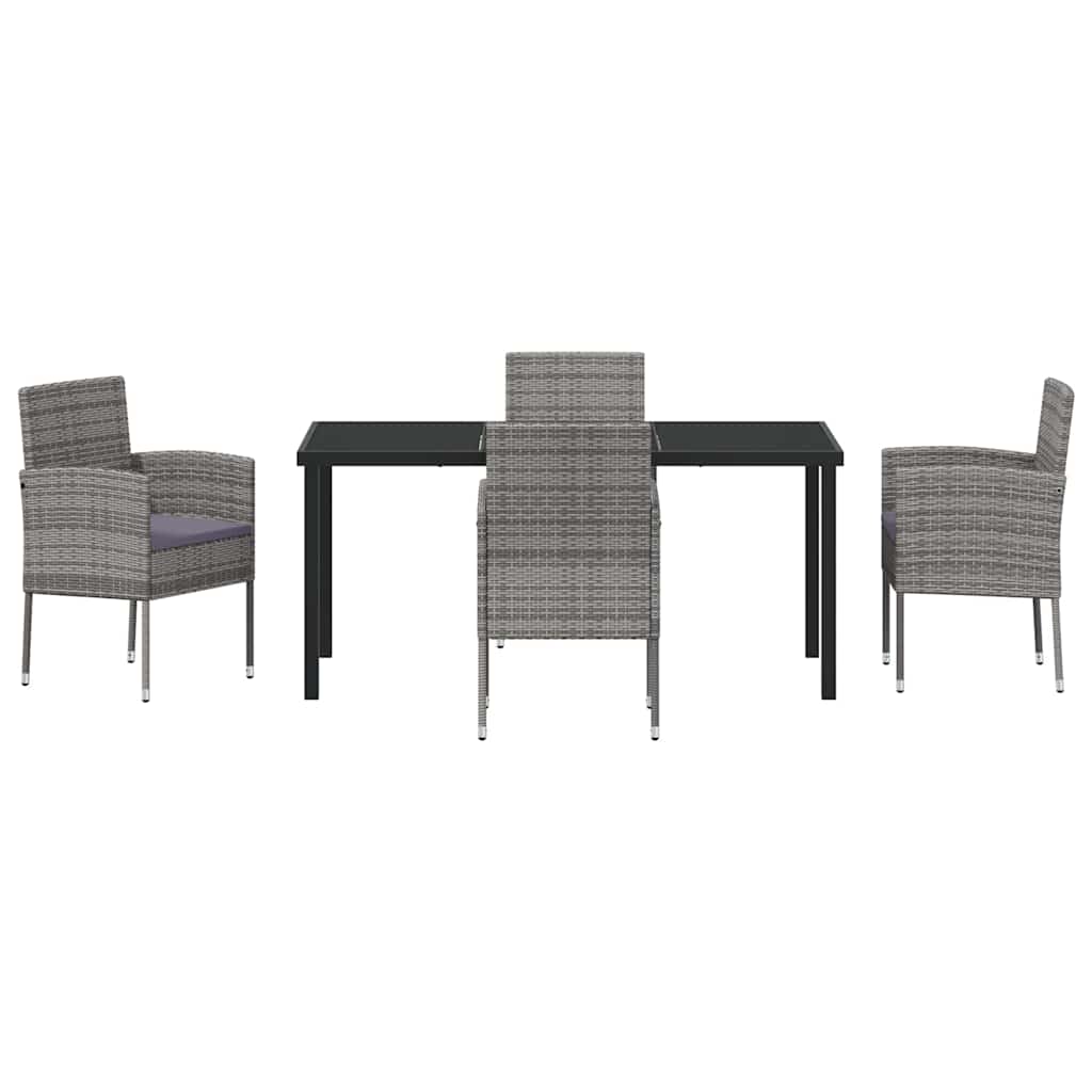 Garten Essgruppe mit Kissen 5 pcs Grau Poly-Rattan