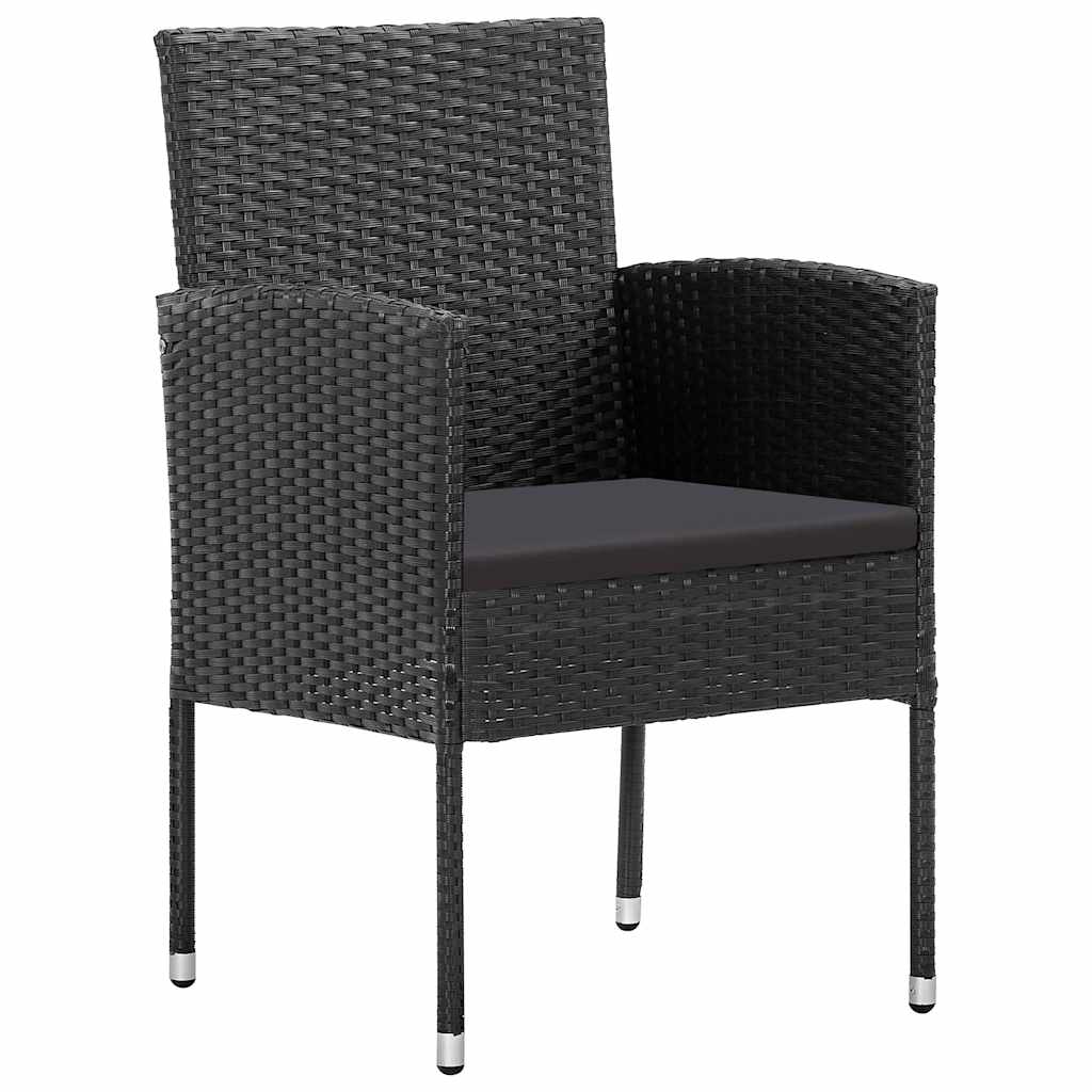 Garten Essgruppe mit Kissen 3 pcs Schwarz Poly-Rattan