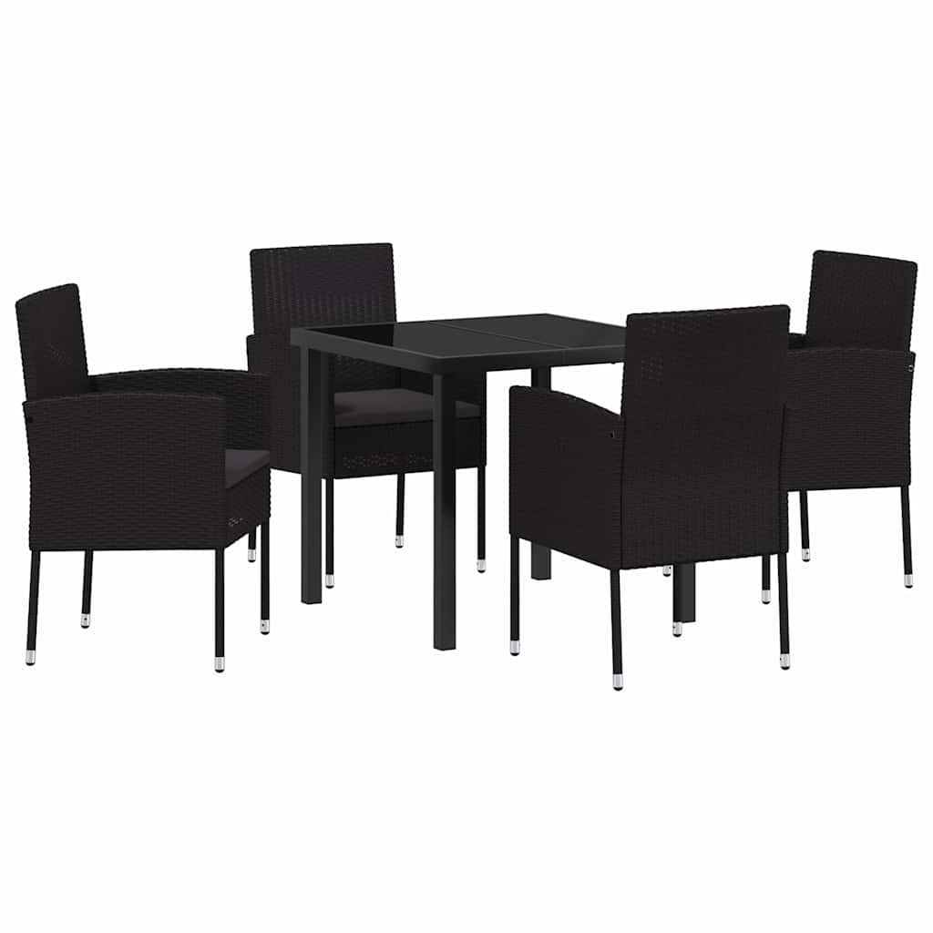 Garten Essgruppe mit Kissen 5 pcs Schwarz Poly-Rattan