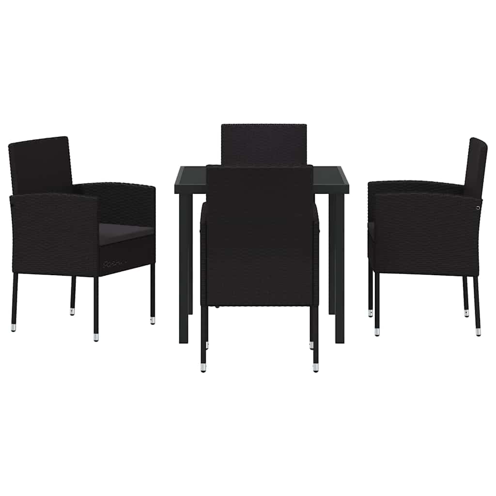 Garten Essgruppe mit Kissen 5 pcs Schwarz Poly-Rattan
