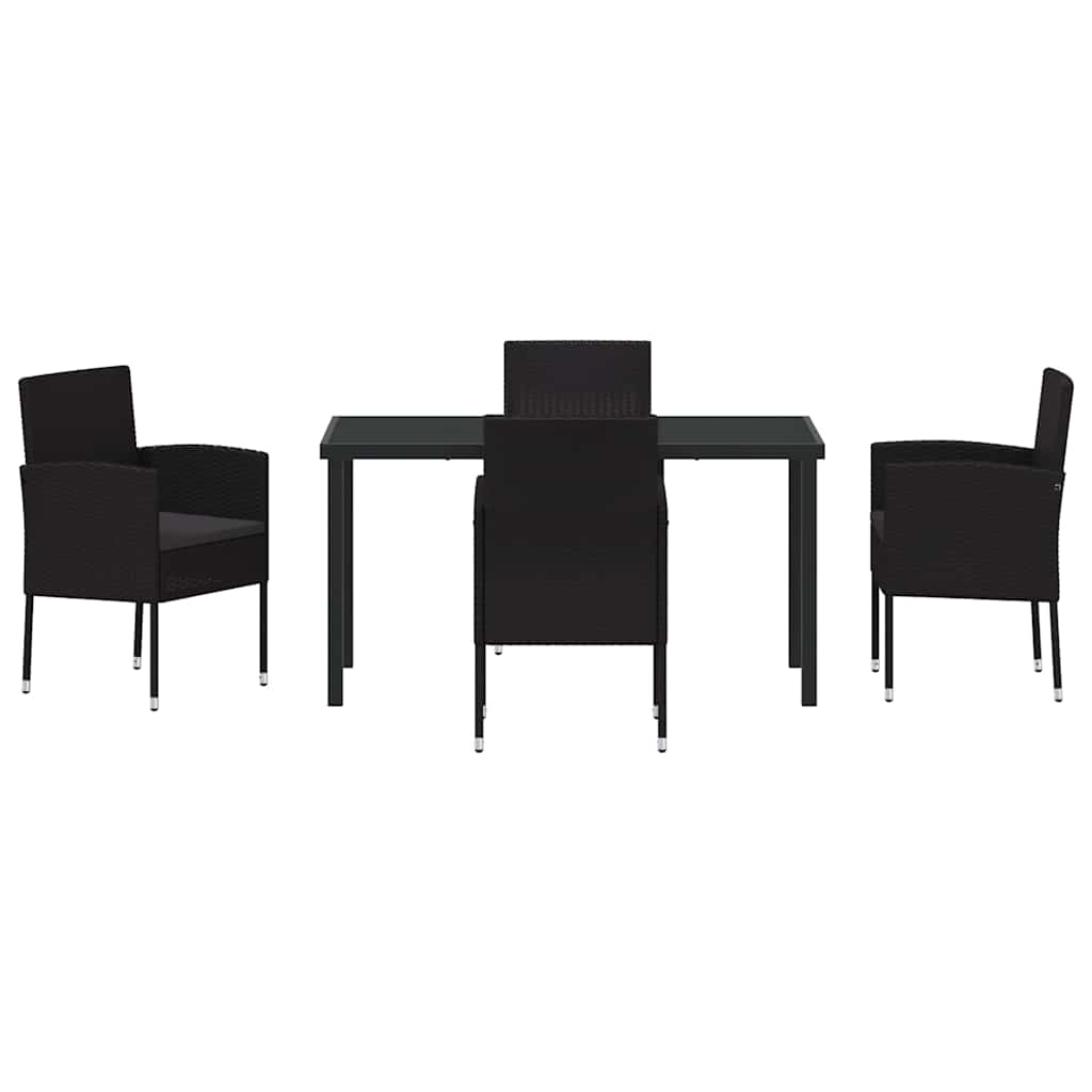 Garten Essgruppe mit Kissen 5 pcs Schwarz Poly-Rattan