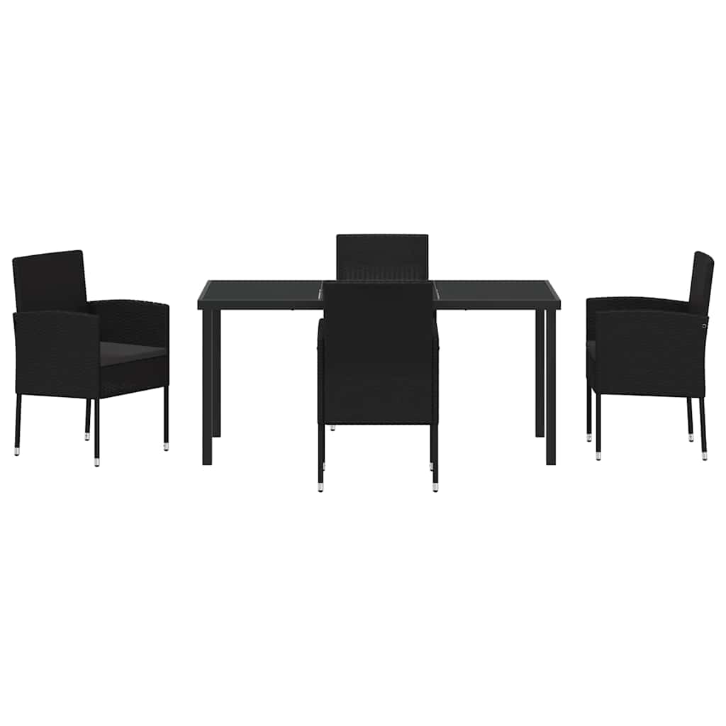 Garten Essgruppe mit Kissen 5 pcs Schwarz Poly-Rattan