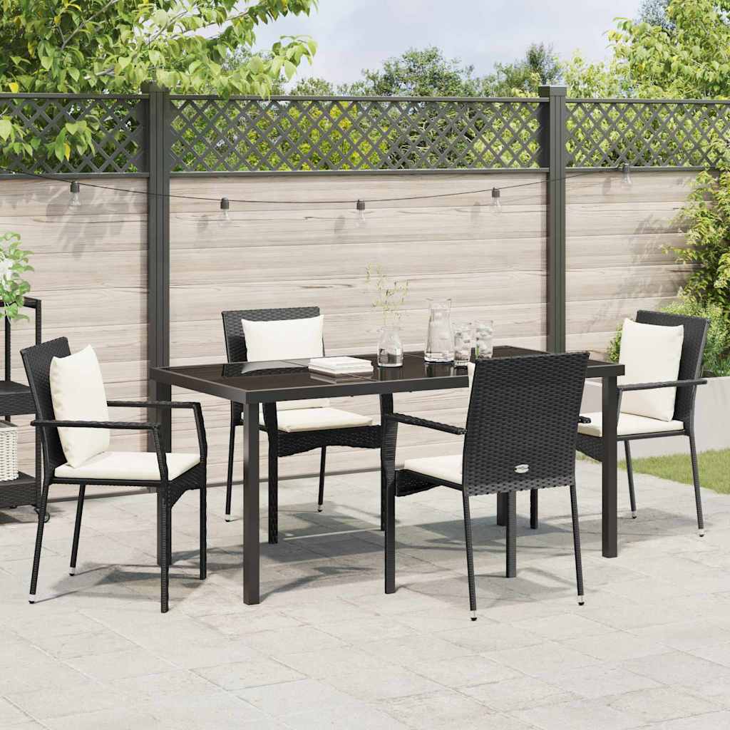 Garten Essgruppe mit Kissen 5 pcs Schwarz Poly-Rattan