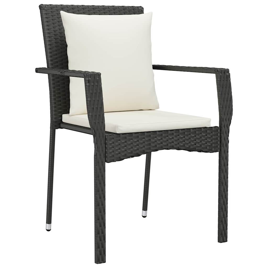 Garten Essgruppe mit Kissen 9 pcs Schwarz Poly-Rattan