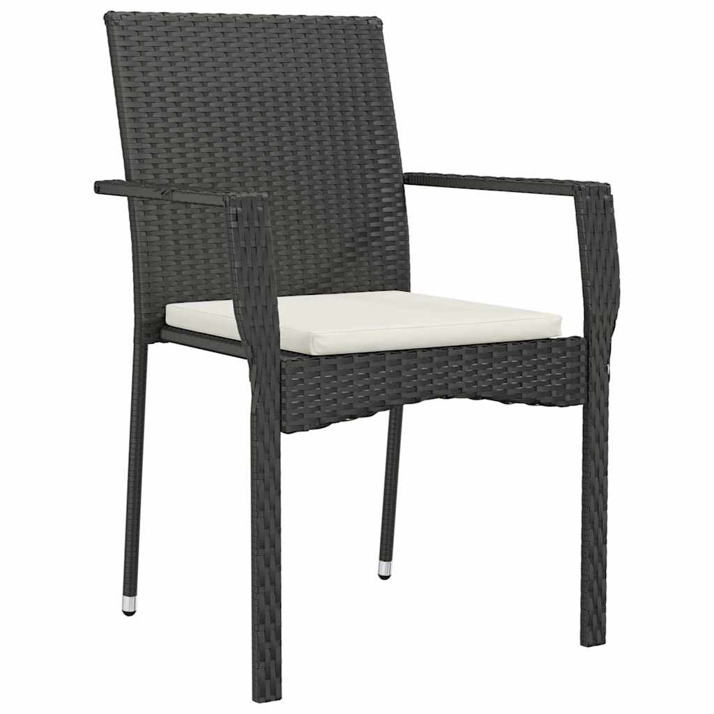 Garten Essgruppe mit Kissen 5 pcs Schwarz Poly-Rattan