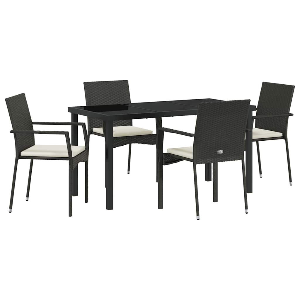 Garten Essgruppe mit Kissen 5 pcs Schwarz Poly-Rattan
