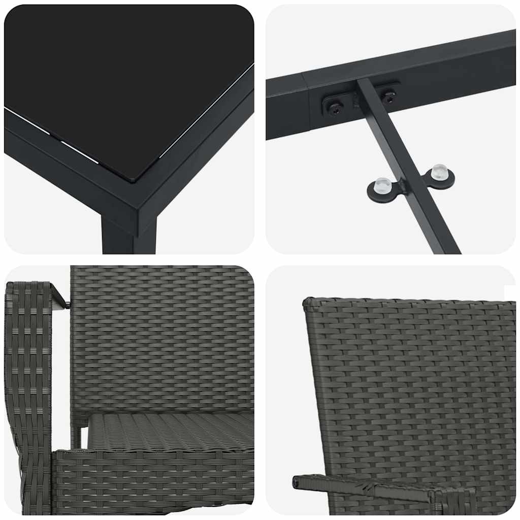Garten Essgruppe mit Kissen 5 pcs Schwarz Poly-Rattan