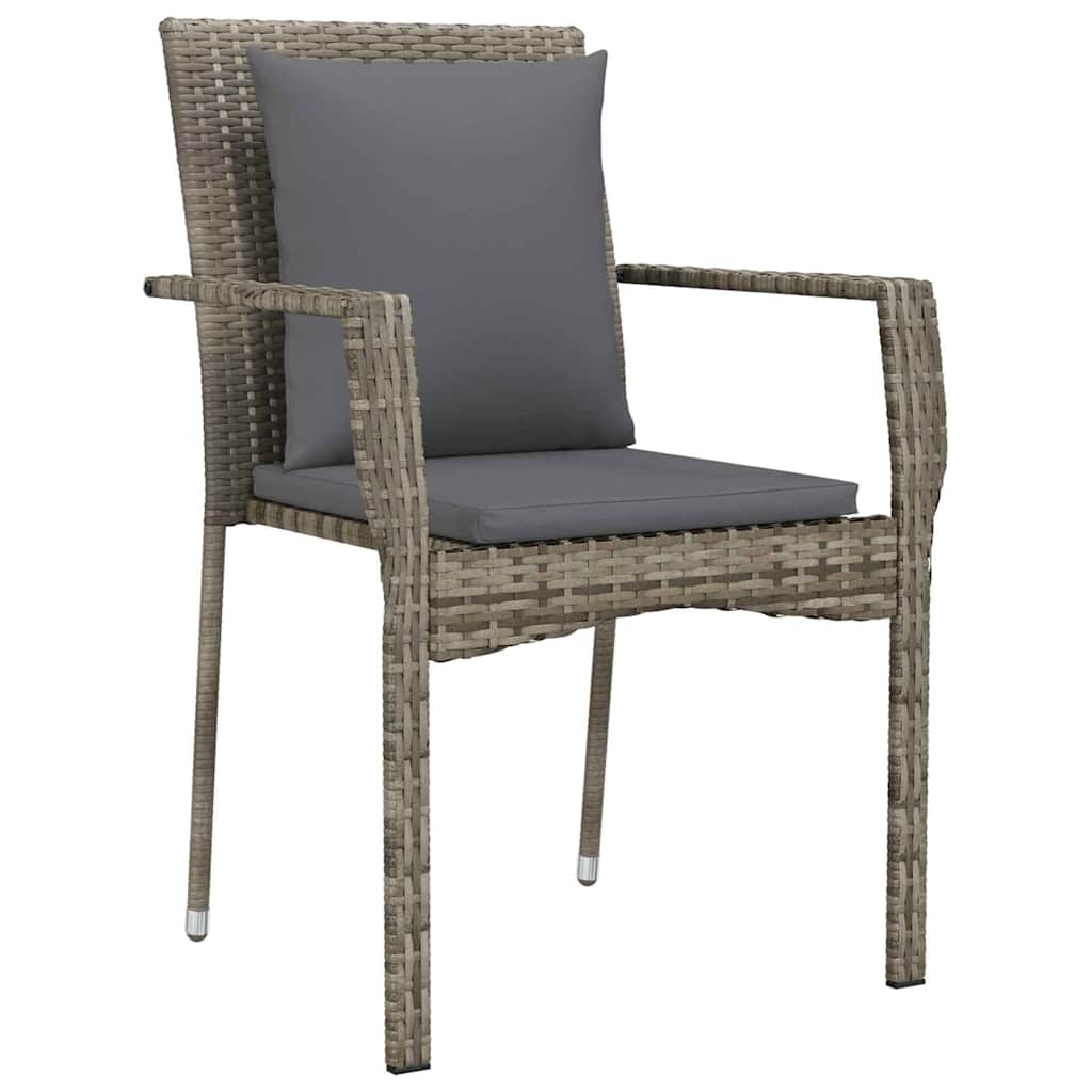 Garten Essgruppe mit Kissen 5 pcs Grau Poly-Rattan
