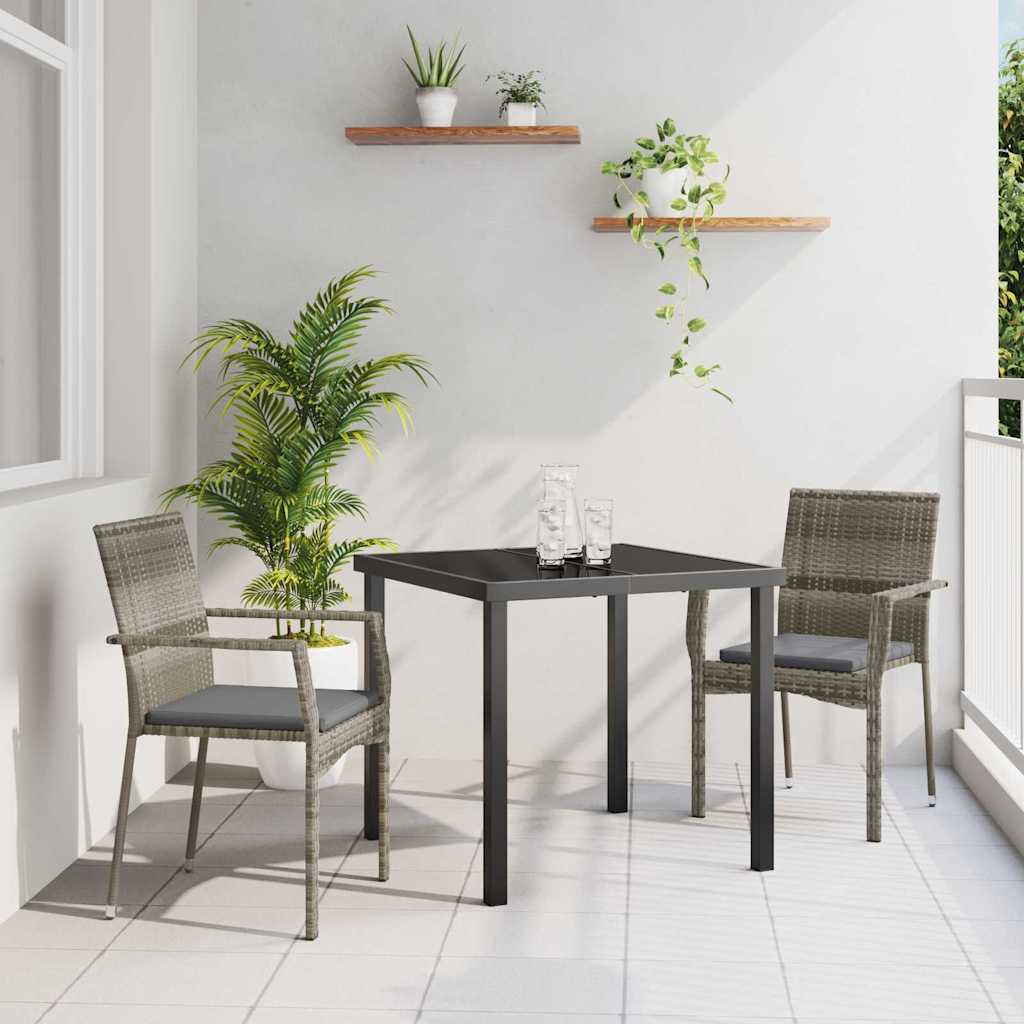 Garten Essgruppe mit Kissen 3 pcs Grau Poly-Rattan