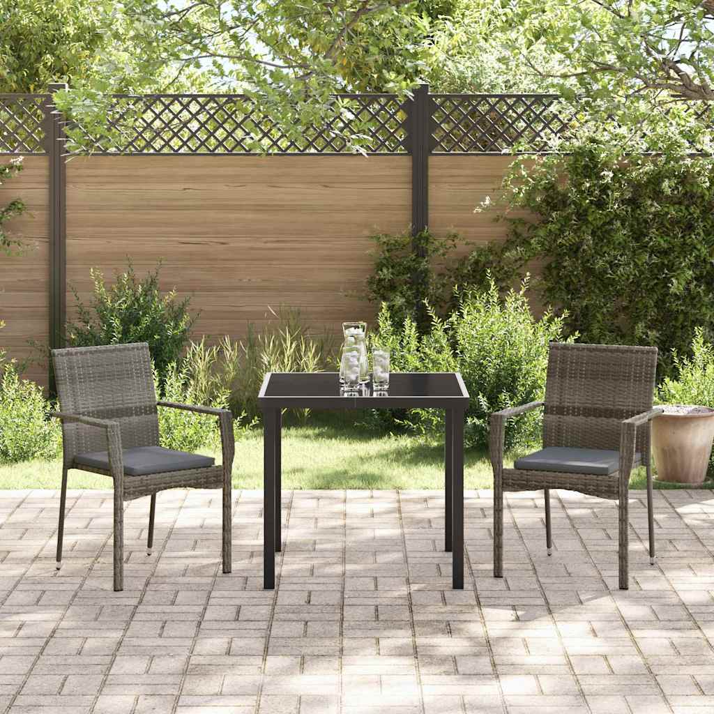 Garten Essgruppe mit Kissen 3 pcs Grau Poly-Rattan