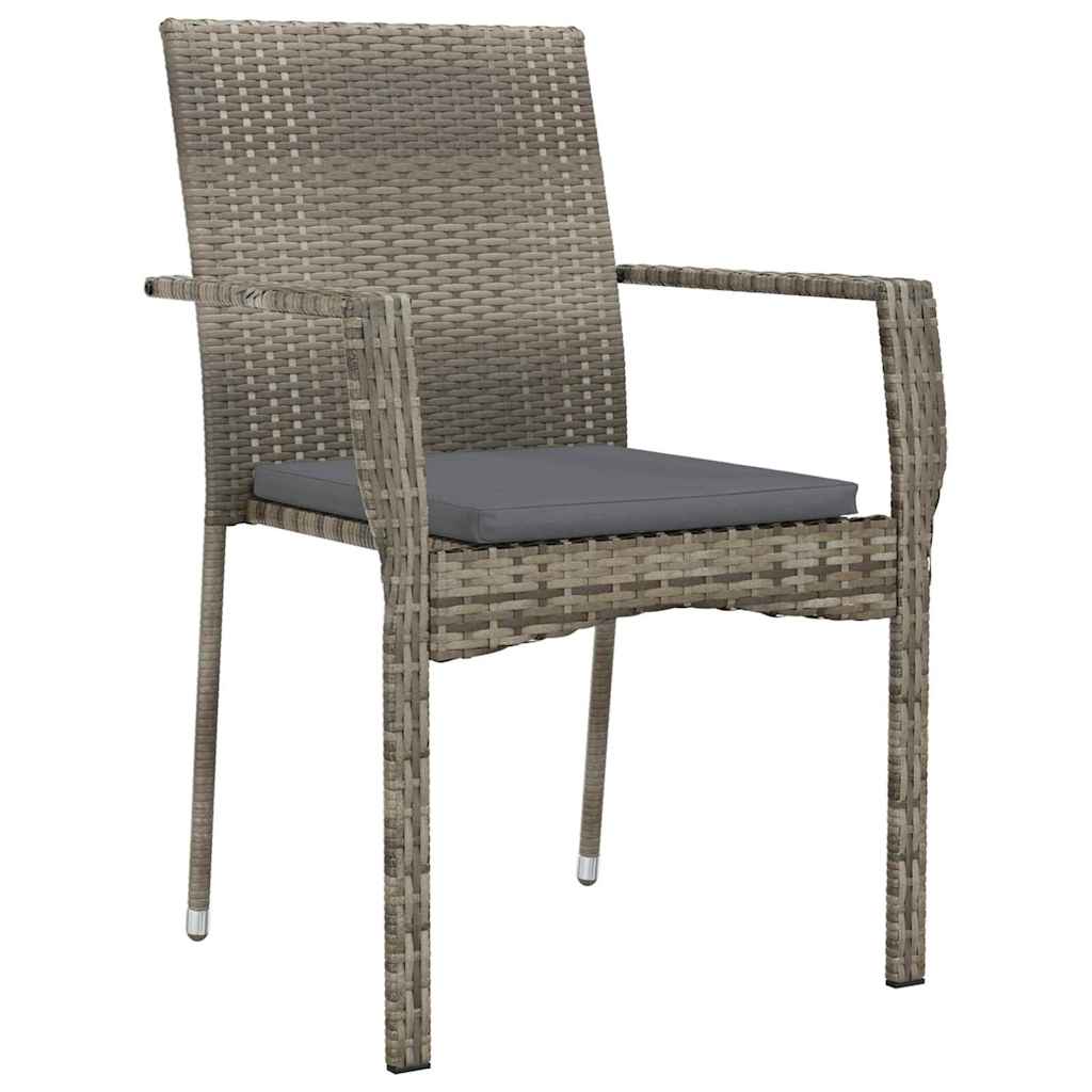 Garten Essgruppe mit Kissen 3 pcs Grau Poly-Rattan