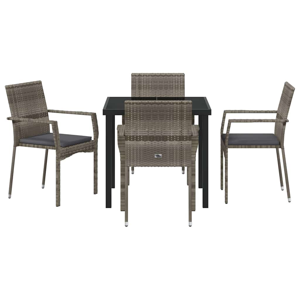 Garten Essgruppe mit Kissen 5 pcs Grau Poly-Rattan