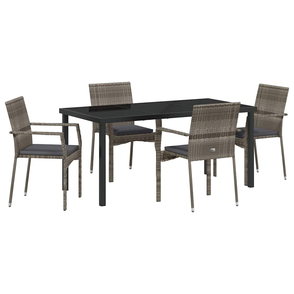Garten Essgruppe mit Kissen 5 pcs Grau Poly-Rattan