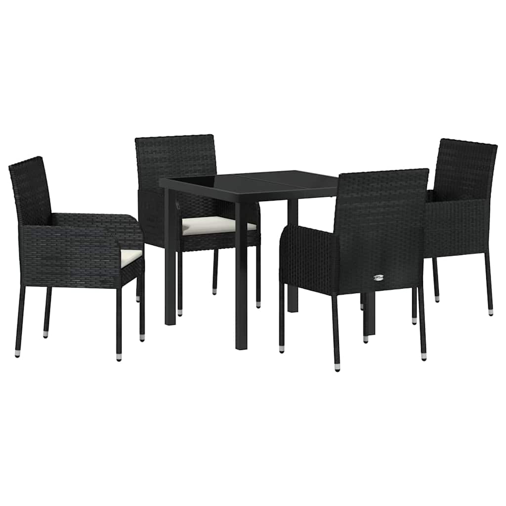 Garten Essgruppe mit Kissen 5 pcs Schwarz Poly-Rattan