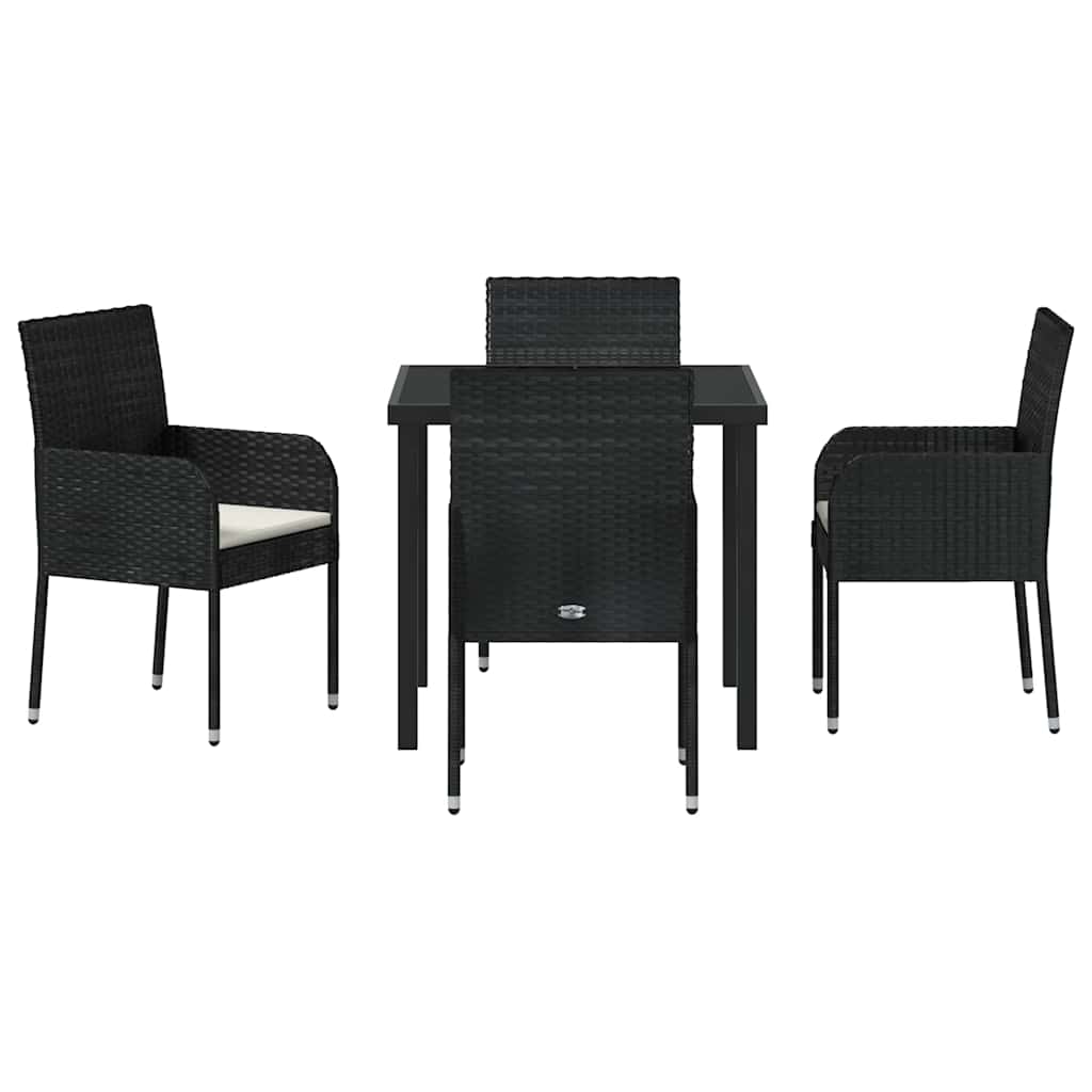 Garten Essgruppe mit Kissen 5 pcs Schwarz Poly-Rattan