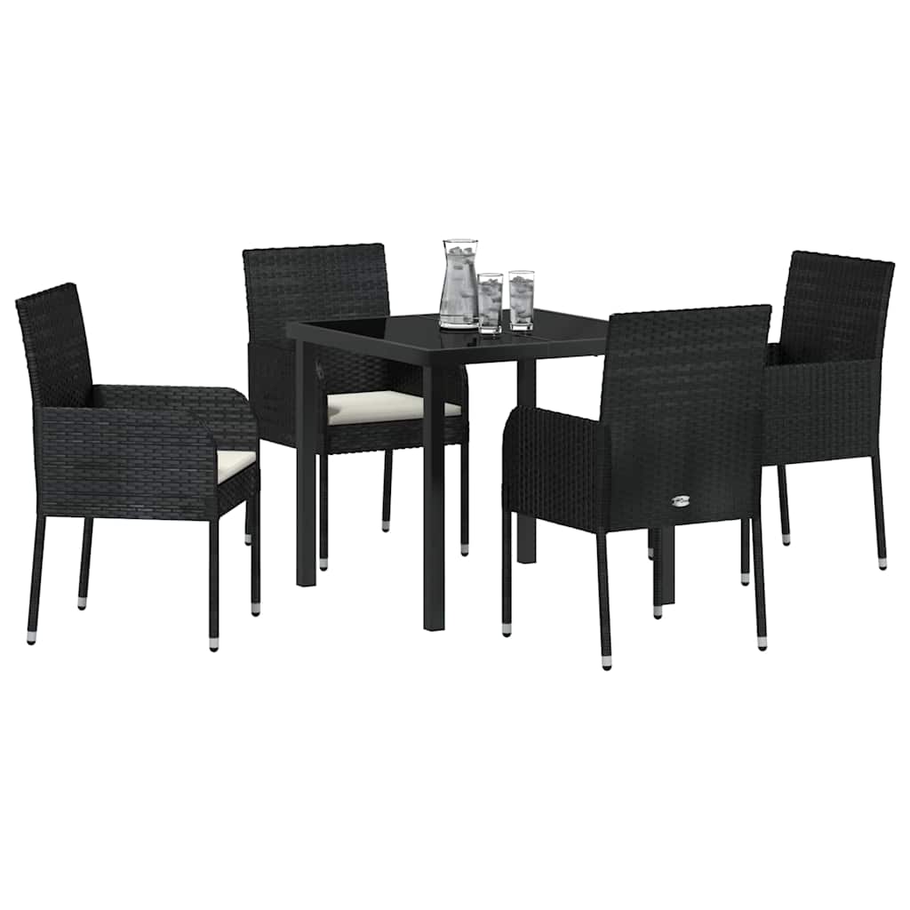 Garten Essgruppe mit Kissen 5 pcs Schwarz Poly-Rattan