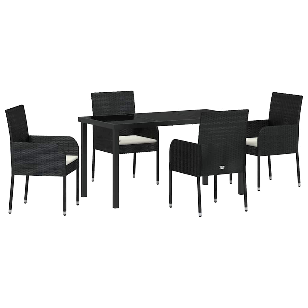 Garten Essgruppe mit Kissen 5 pcs Schwarz Poly-Rattan