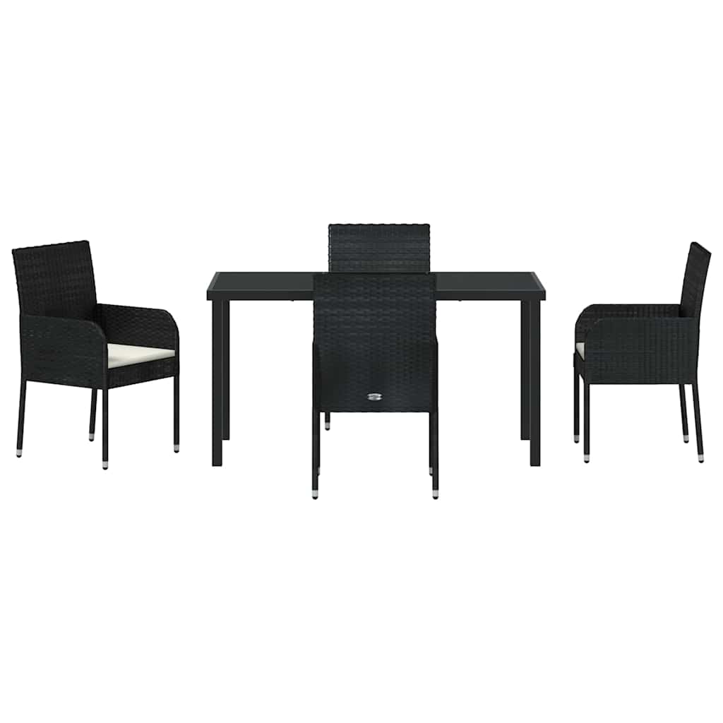 Garten Essgruppe mit Kissen 5 pcs Schwarz Poly-Rattan