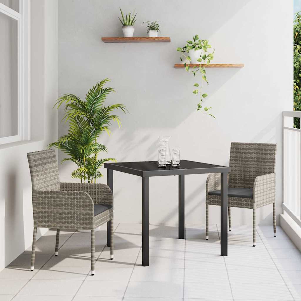 Garten Essgruppe mit Kissen 3 pcs Grau Poly-Rattan
