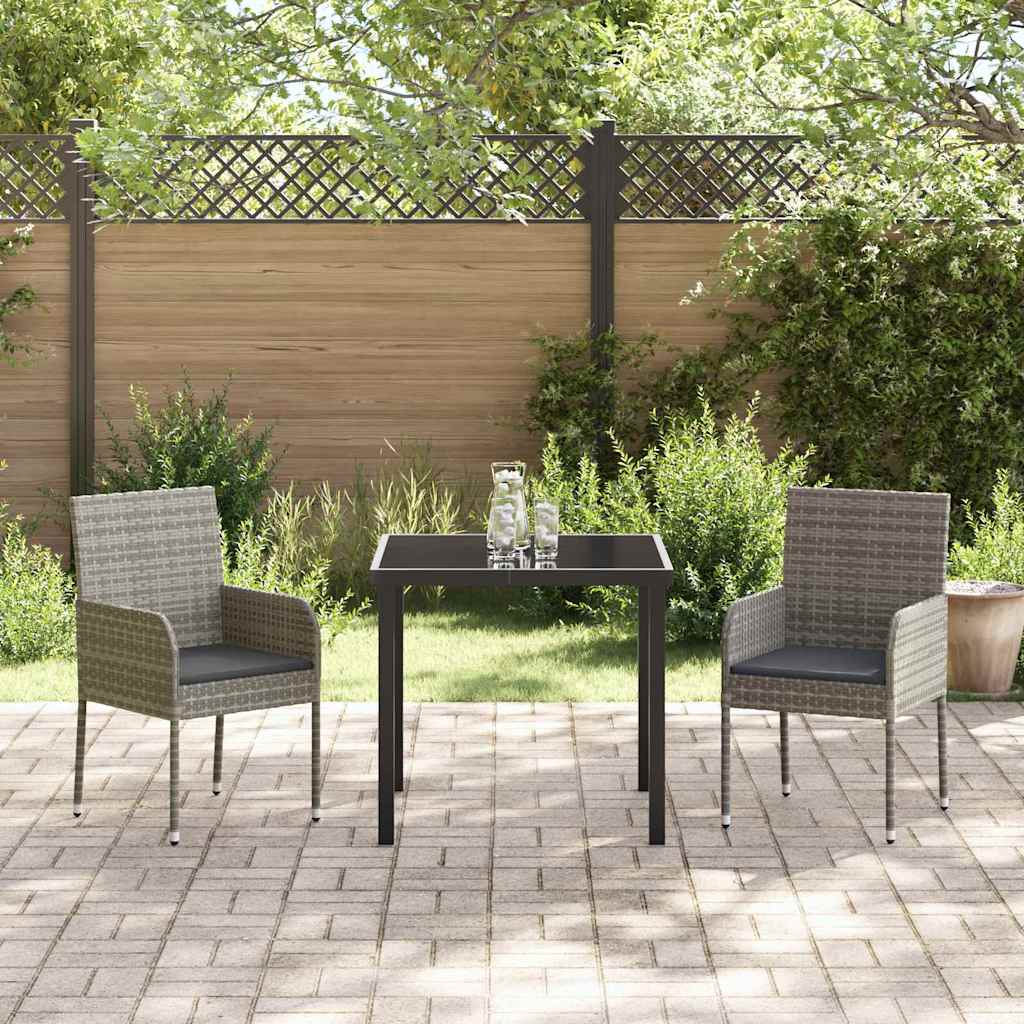 Garten Essgruppe mit Kissen 3 pcs Grau Poly-Rattan