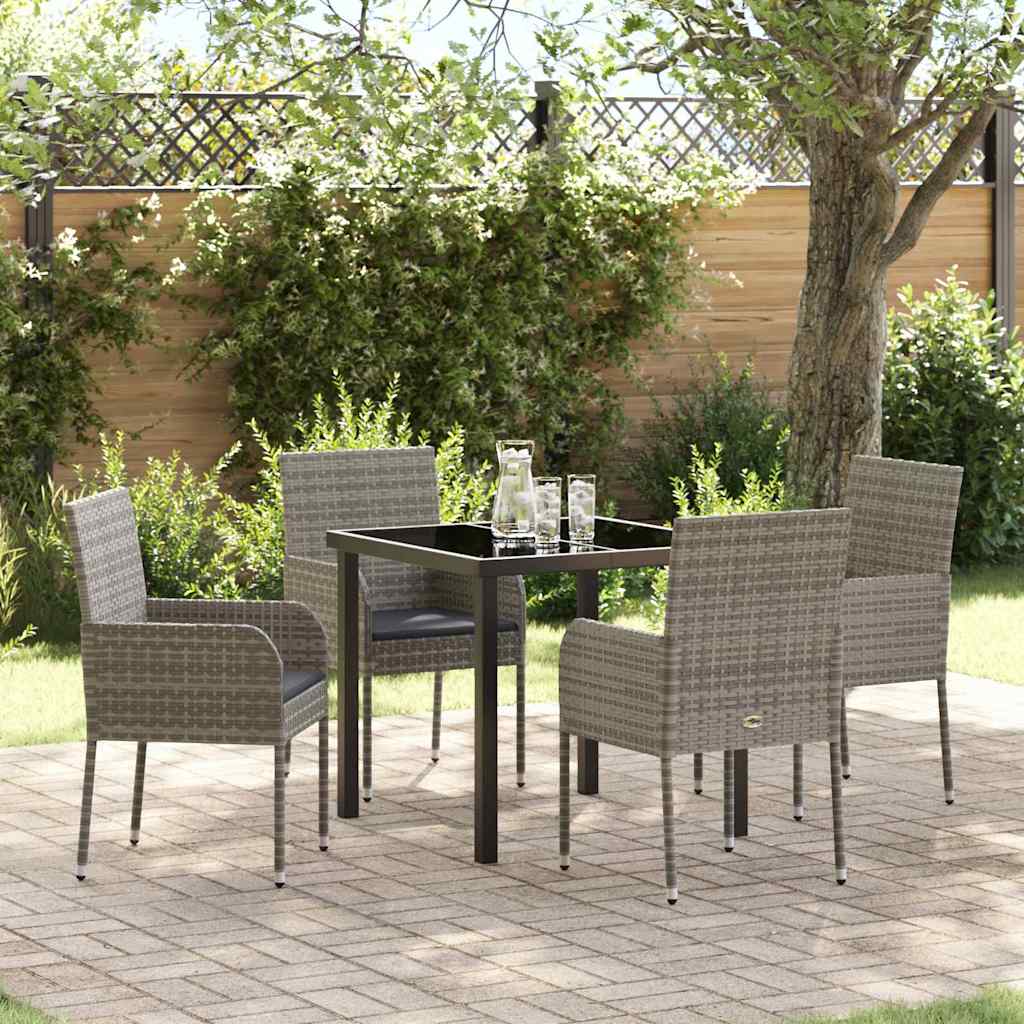Garten Essgruppe mit Kissen 5 pcs Grau Poly-Rattan