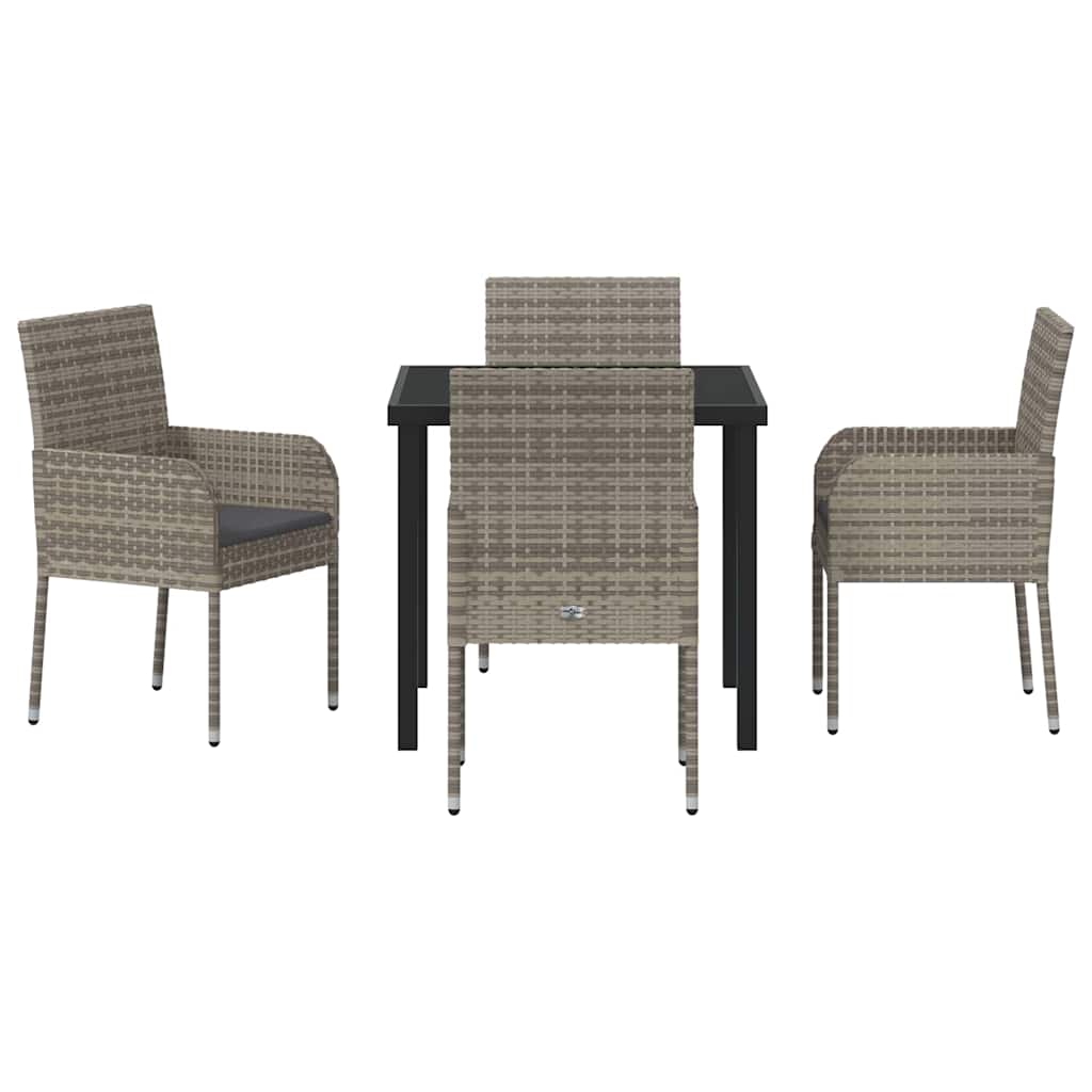 Garten Essgruppe mit Kissen 5 pcs Grau Poly-Rattan