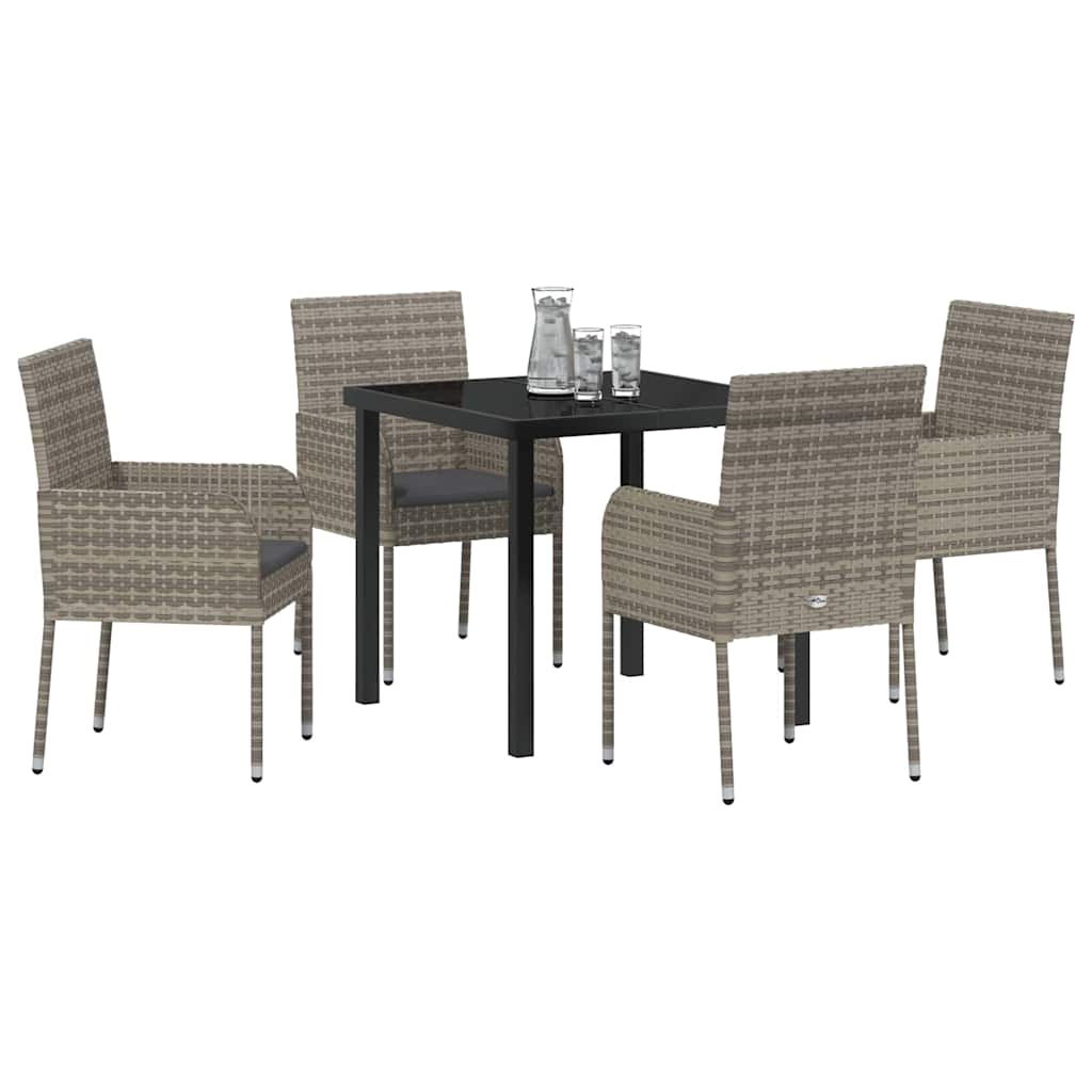 Garten Essgruppe mit Kissen 5 pcs Grau Poly-Rattan