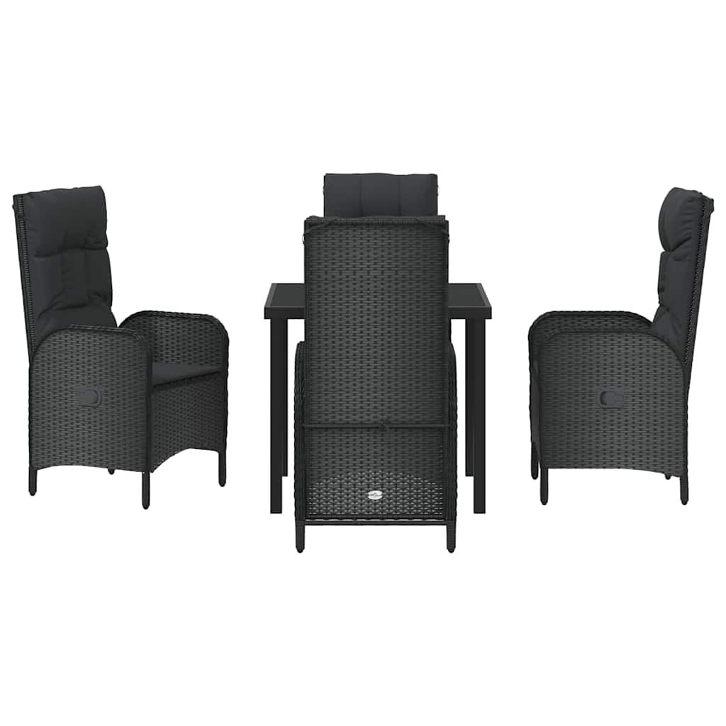 Garten Essgruppe mit Kissen 5 pcs Schwarz Poly-Rattan