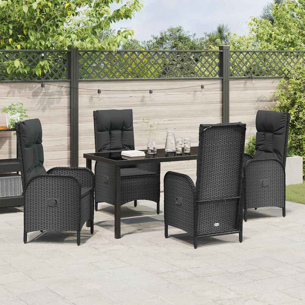 Garten Essgruppe mit Kissen 5 pcs Schwarz Poly-Rattan