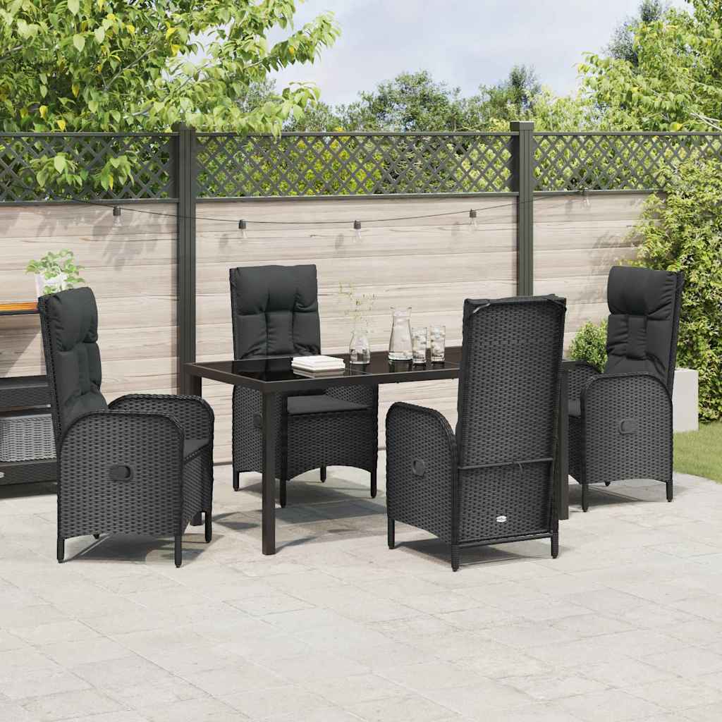 Garten Essgruppe mit Kissen 5 pcs Schwarz Poly-Rattan