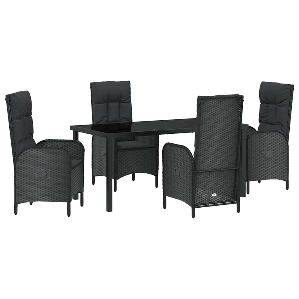 Garten Essgruppe mit Kissen 5 pcs Schwarz Poly-Rattan