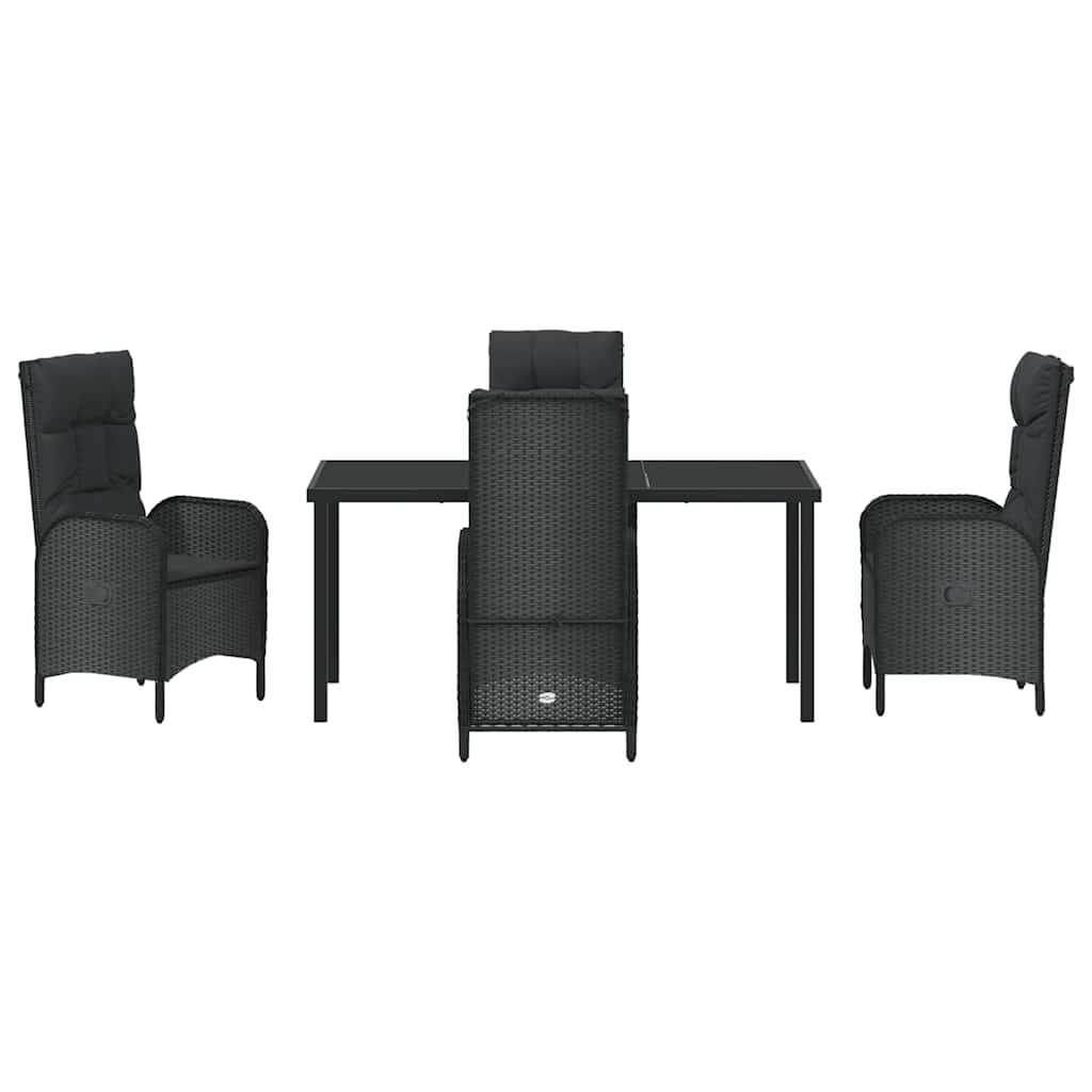 Garten Essgruppe mit Kissen 5 pcs Schwarz Poly-Rattan