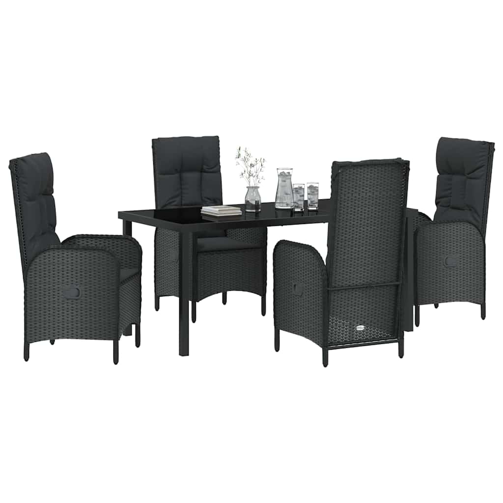 Garten Essgruppe mit Kissen 5 pcs Schwarz Poly-Rattan