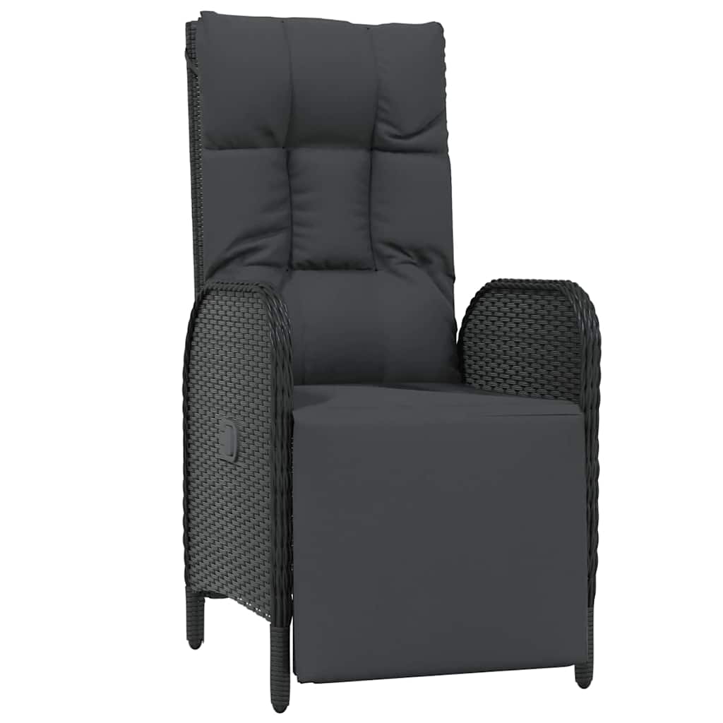 Garten Essgruppe mit Kissen 3 pcs Schwarz Poly-Rattan