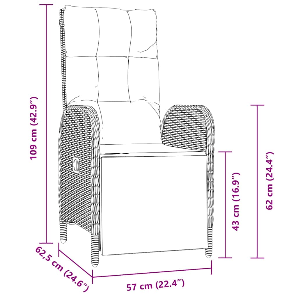 Garten Essgruppe mit Kissen 3 pcs Schwarz Poly-Rattan