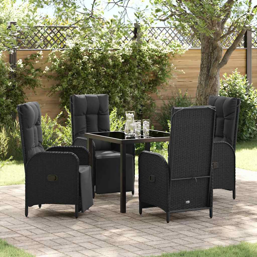 Garten Essgruppe mit Kissen 5 pcs Schwarz Poly-Rattan