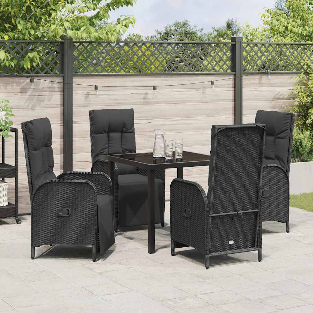 Garten Essgruppe mit Kissen 5 pcs Schwarz Poly-Rattan