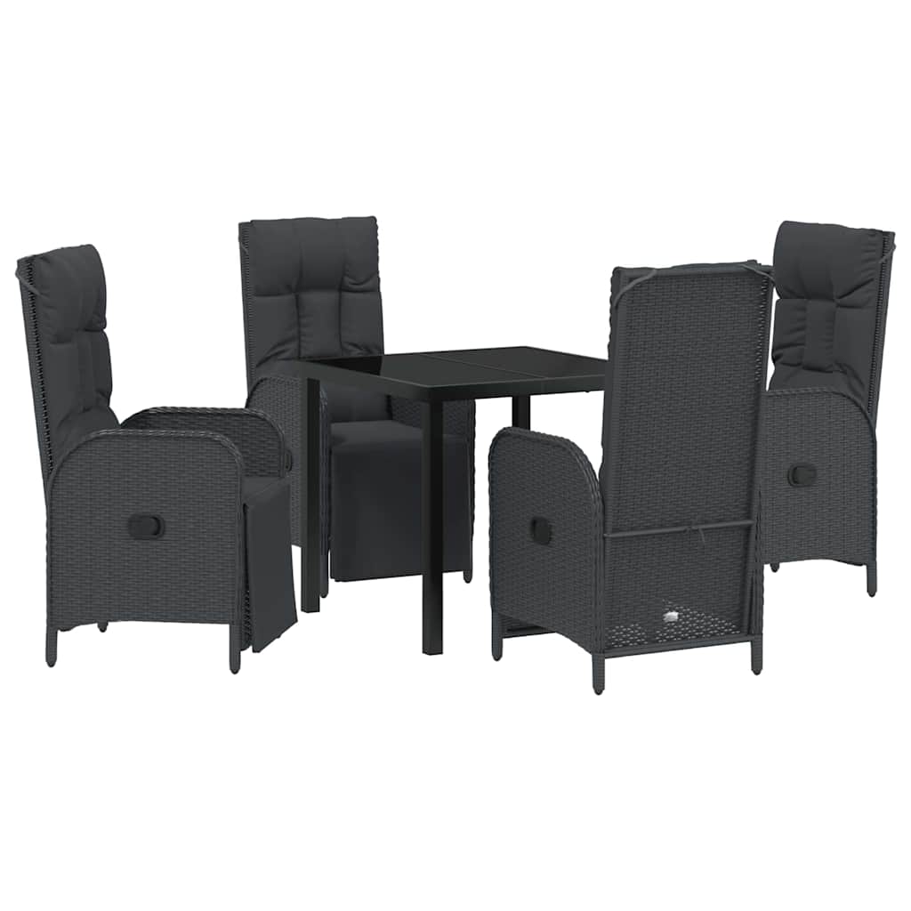 Garten Essgruppe mit Kissen 5 pcs Schwarz Poly-Rattan