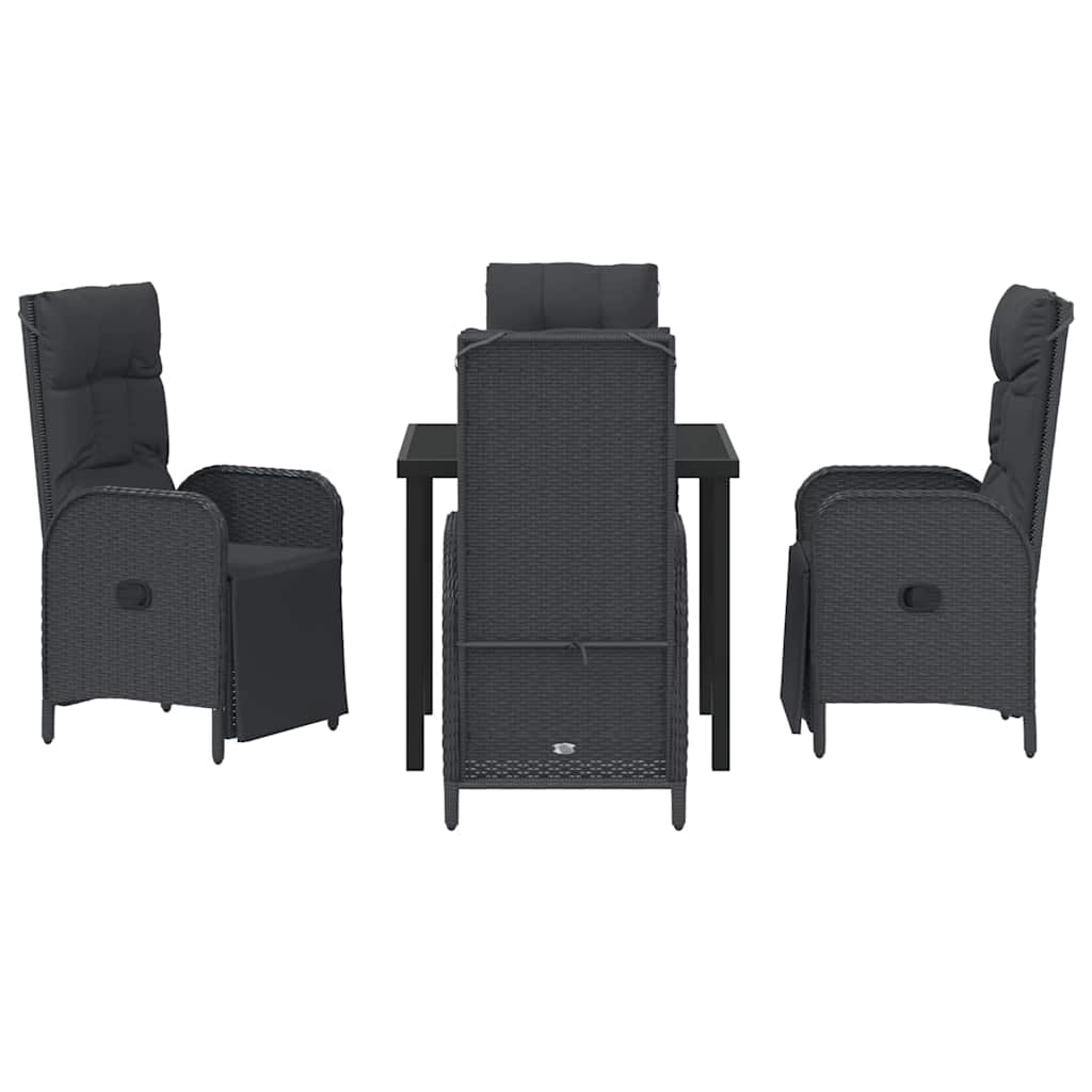 Garten Essgruppe mit Kissen 5 pcs Schwarz Poly-Rattan