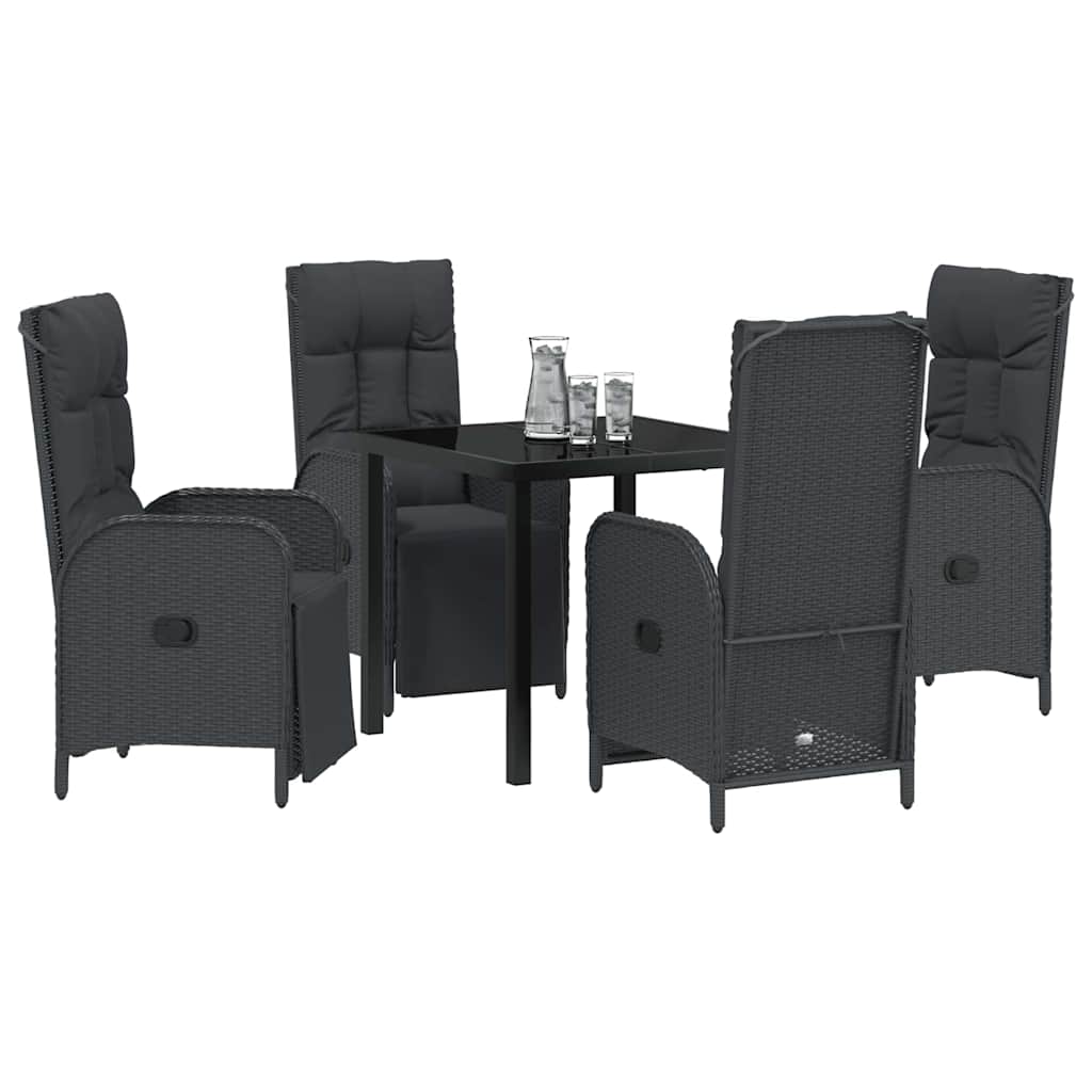 Garten Essgruppe mit Kissen 5 pcs Schwarz Poly-Rattan