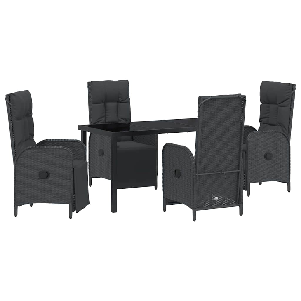 Garten Essgruppe mit Kissen 5 pcs Schwarz Poly-Rattan