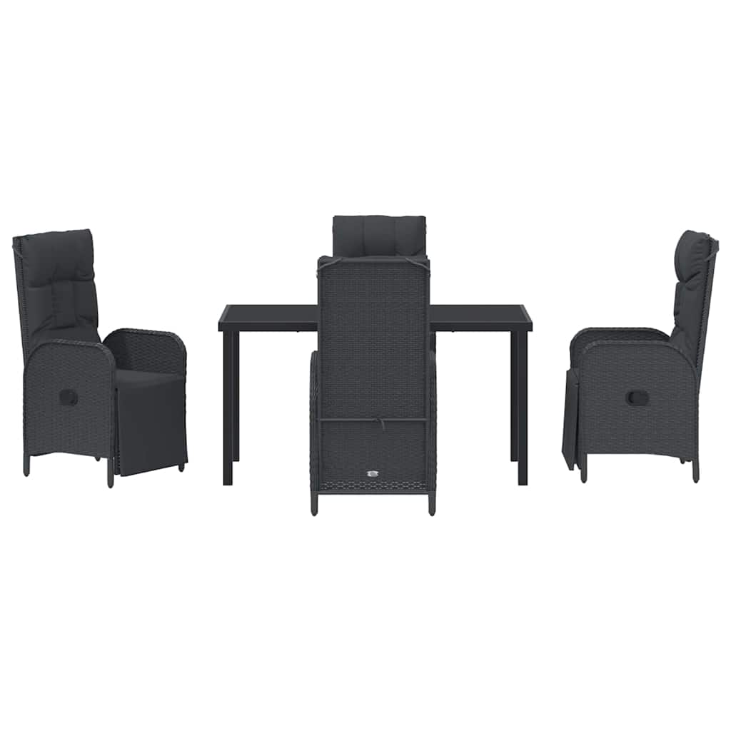 Garten Essgruppe mit Kissen 5 pcs Schwarz Poly-Rattan